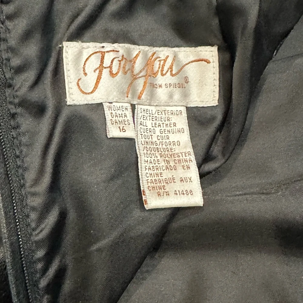 VINTAGE For You From Spiegel Long Black Leather Skirt Size 16 - Picture 8 of 8